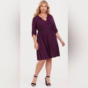 🆕💜Torrid- Purple Belted Jersey Shirt Dress